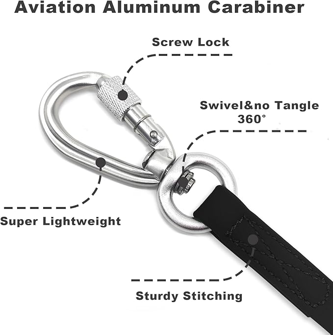 ZALER Long Dog Leash Waterproof Training Leashes 50ft 30ft 20ft 15ft 10ft 6ft, Odor Proof Recall Long Line Lead with Aviation Aluminum Carabiner Clip for Small, Medium, Large Dogs (10FT, Black)