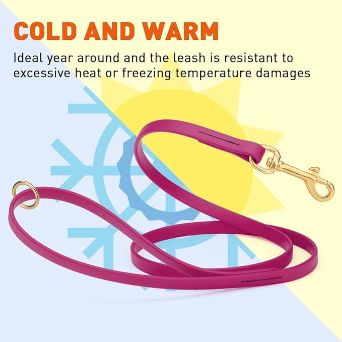 Viper Biothane K9 Working Dog Leash Waterproof Lead for Tracking Training Schutzhund Odor-Proof Long Line with Solid Brass Snap for Puppy Medium and Large Dogs 4ft, Magenta Pink