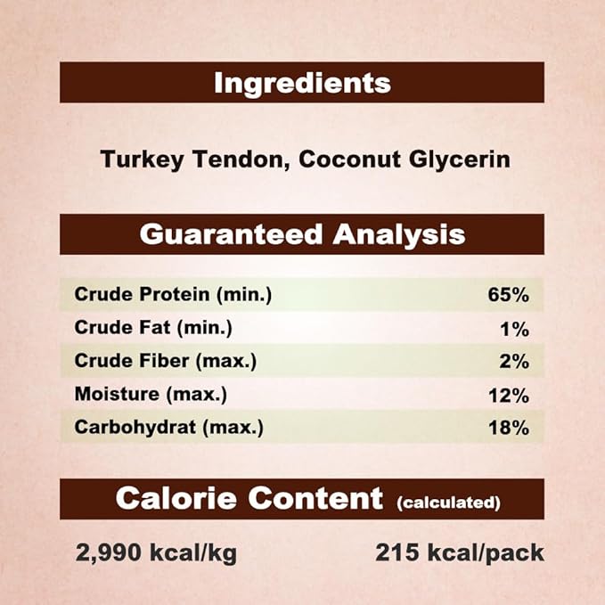 A Freschi srl Turkey Tendons for Dogs, Long-Lasting, Hypoallergenic Rawhide Alternative, Human Grade, Healthy Puppy Chews, Natural Dog Treats for Large Dogs, Bone (L), 1 Count Pack