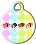 Dog Tag Art Sushi Personalized Pet ID Tag for Dogs and Cats, Silent Polymer Coated Stainless Steel Nametag with Customized Identification Information - Small .875" Diameter