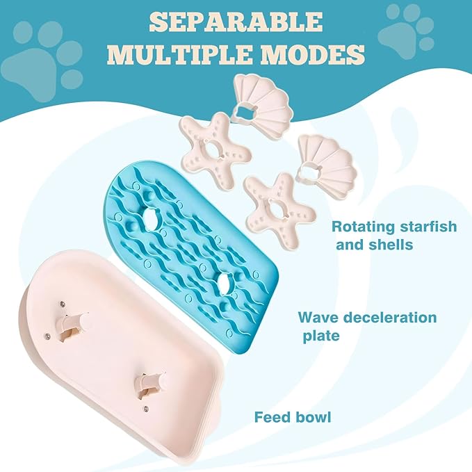 Pet Puzzle Dispensing Slow Feeder Cat Puzzle Toys for IQ Training & Mental Enrichment, Interactive Toys for Small Medium Cats and Dog, Puppy Treat for Fun Feeding Toy (Blue Sail Boat Shape)