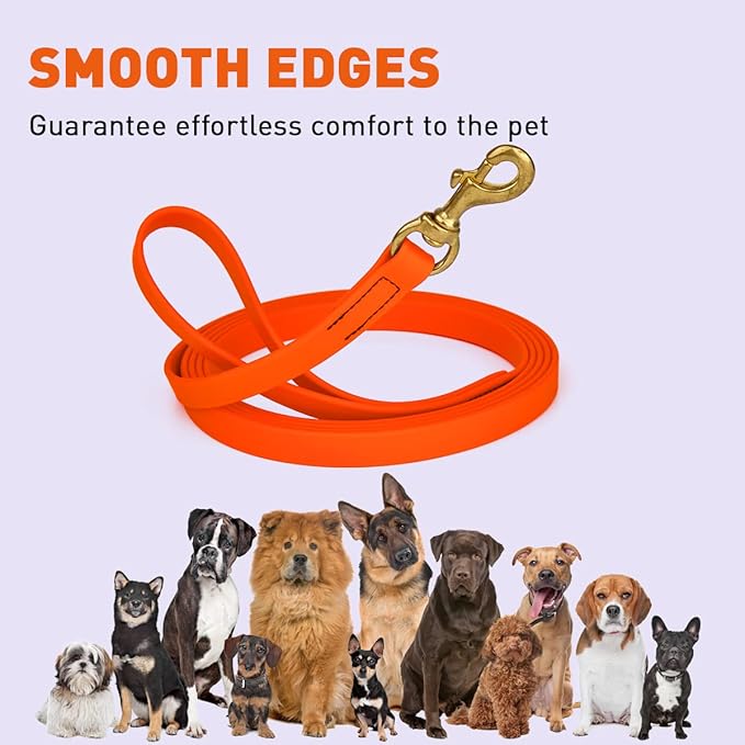Viper K9 Biothane Working Dog Leash Waterproof Lead for Tracking Training Schutzhund Dog Sport & Search - Odor-Proof Long Line with Solid Brass Snap for Puppy Medium and Large 3/4" x 20ft HunterOrange
