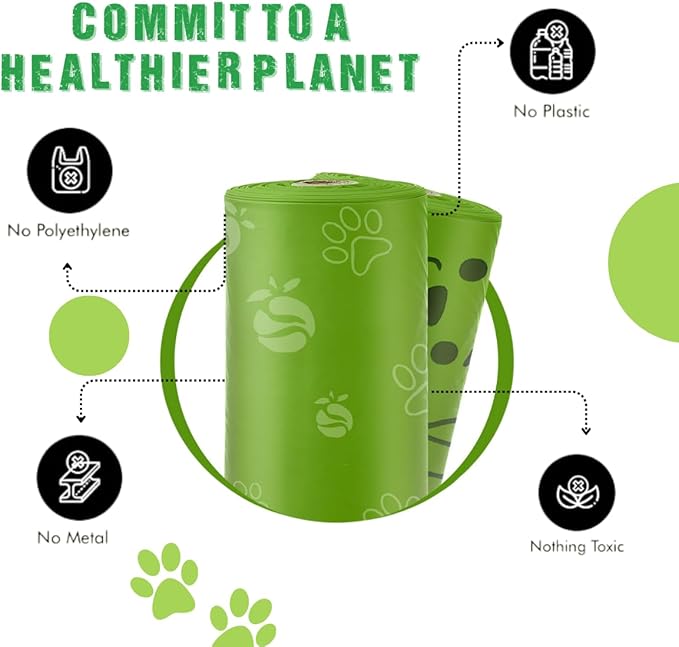 OrangeBio Dog Poop Bags with Handles, 100% Certified Home Compostable, 13 x 9 Inches - 180 Count (15 Bags per Roll, 12 Rolls), OK Compost Home