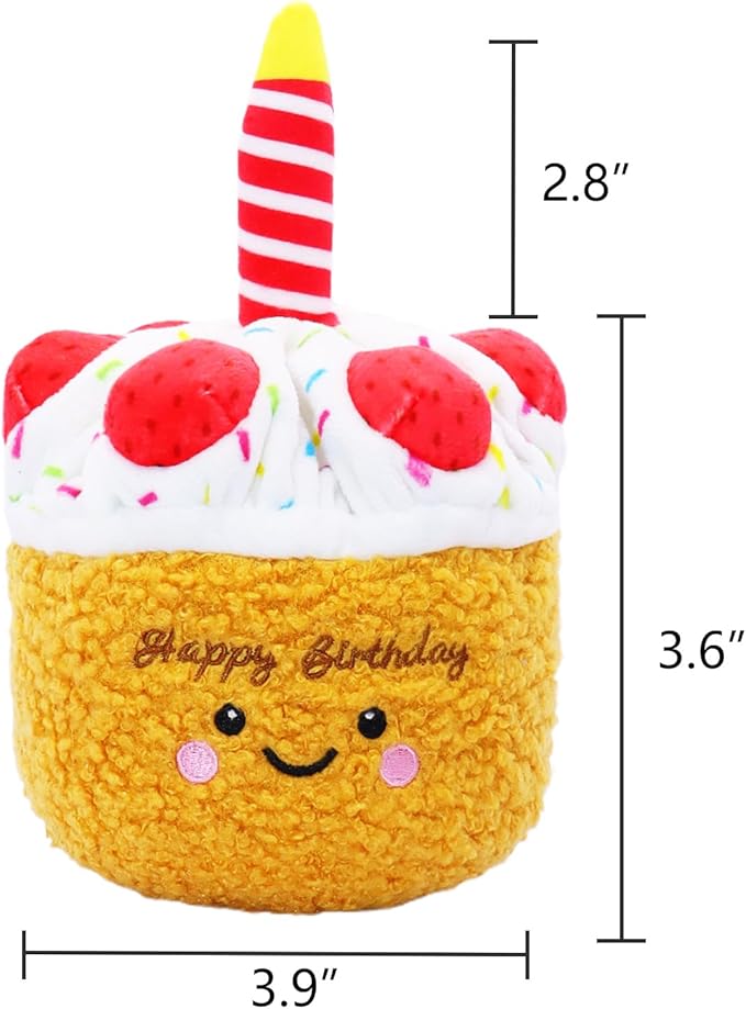 DODODOLA Squeaky Dog Toys Birthday Puppy Toys Cute Stuffed Plush Dog Toy to Keep Them Busy Gift for Small Medium Large Dogs