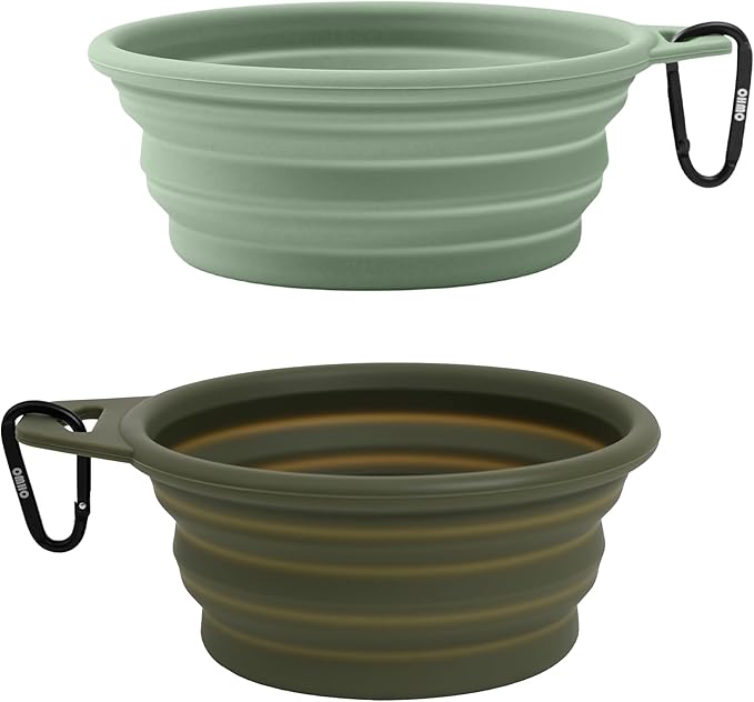 OHMO Large Collapsible Dog Bowls, (2 Pack 27oz/800ml) Premium Silicone Portable Travel Water Food Foldable Bowls Pet Feeding Bowl for Outdoor Camping Hiking