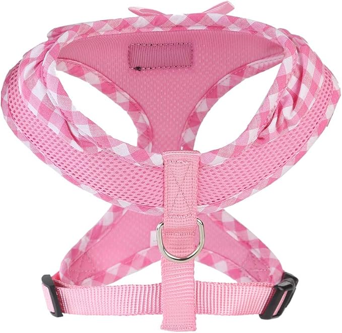 SuperBuddy Upgraded Soft Mesh Dog Harness, Super Breathable Lightweight Pet Harnesses for Puppy Dogs Outdoor Walking, Pink Dog Harness -Small
