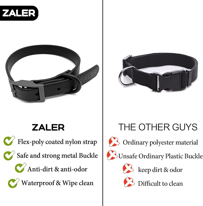 ZALER Waterproof Dog Collar, Adjustable Odor Proof Dog Collars Easy to Clean, Soft Comfortable Pet Collars for Large, Medium Small Dogs (Black, S(Length:8.6''-12.6''; Width:0.75''))
