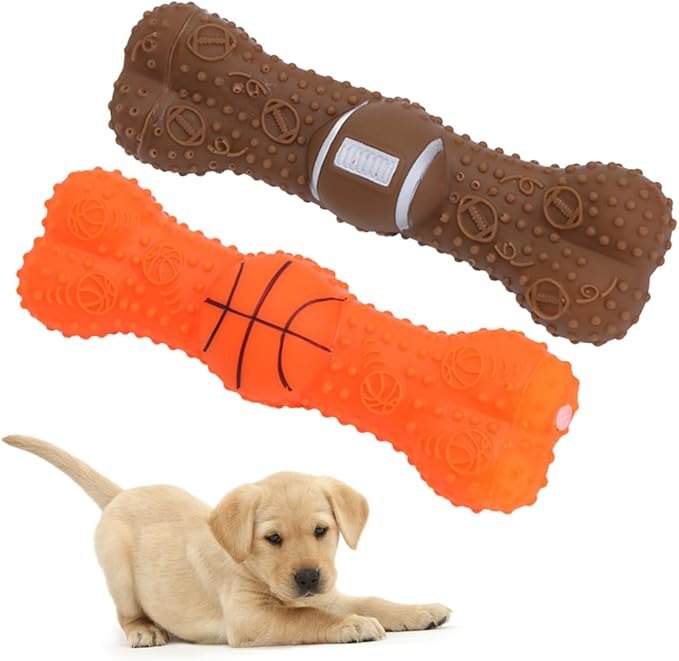 NOLITOY 2pcs Creative Dog Chew Toy Squeaky Interactive Toy for Teeth Cleaning Funny Sound Adorable Design for Pet Playtime No Rope Included for Chewers