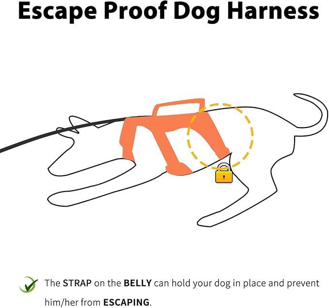 Huntboo Escape Proof Dog Harness, Escape Artist Harness, Reflective Dog Harness with Handle, Durable,Adjustable Vest for Small Medium Large Dogs Walking, Training,and Running Gear(Orange,XL)