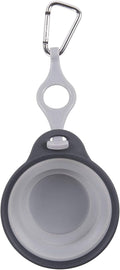 Dexas Pets Collapsible Travel Pet Cup with Bottle Holder and Carabiner, Light Gray