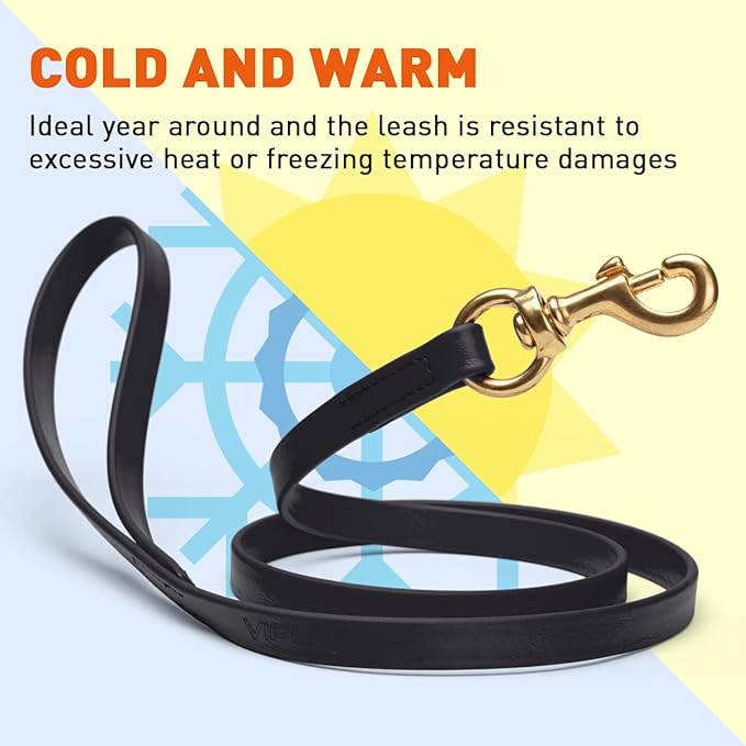 Viper K9 Biothane Working Dog Leash Waterproof Lead for Tracking Training Schutzhund Dog Sport & Search - Odor-Proof Long Line with Solid Brass Snap for Puppy Medium and Large 3/4" x 4ft Black