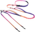 Roses&Poetry Hands Free Double Dog Leash for Two Dogs, 9-11ft Adjustable Bungee Walking Waist Lead, Dual Dogs Leash with Tangle-Free Swivel for Medium Large Dog Heavy Duty Running(Mistyrose)