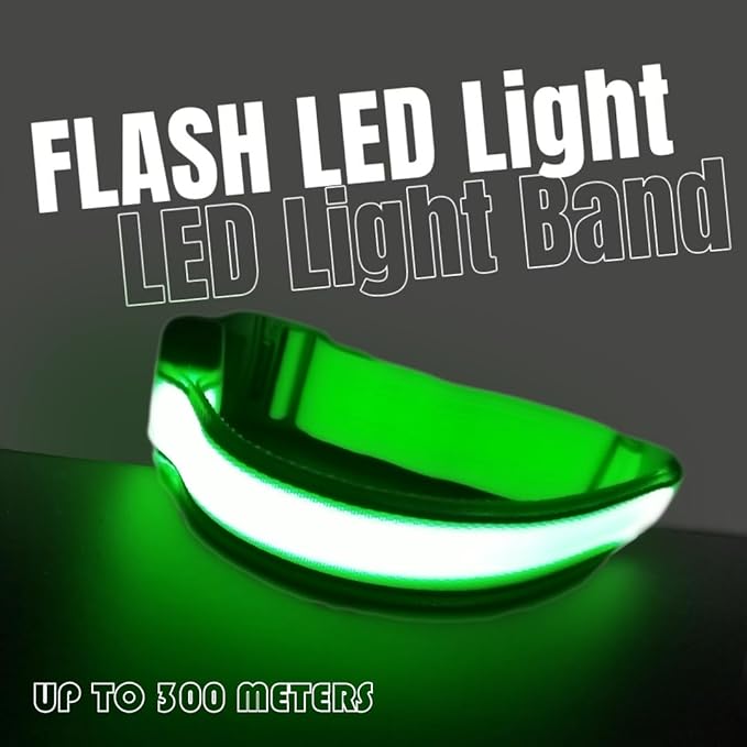 2-Pack Flash LED Pet Safety Collar Light Band - Green