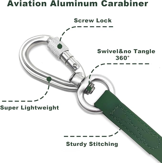 ZALER Long Dog Leash Waterproof Training Leashes 50ft 30ft 20ft 15ft 10ft 6ft, Odor Proof Recall Long Line Lead with Aviation Aluminum Carabiner Clip for Small, Medium, Large Dogs(20FT, Forest Green)