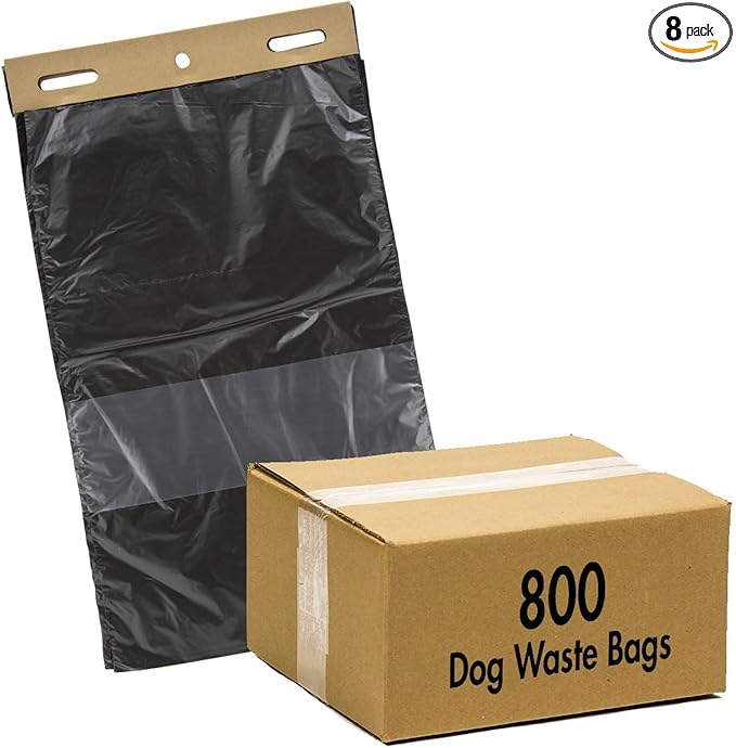 Zero Waste USA® - 800 ONEpul® dog waste station refill header bags - Dispense 1 bag at a time with our trademarked pull-strap. Designed to fit any dog waste header stations. (8 headers of 100 bags)