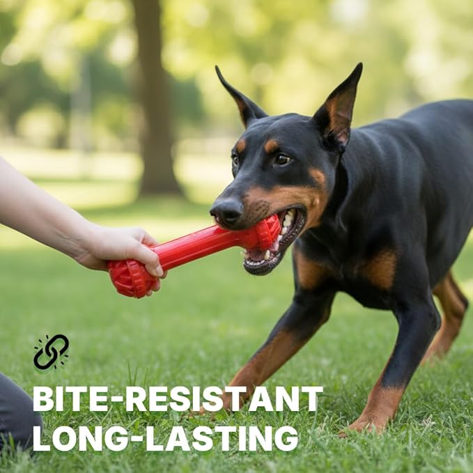 Dog Bone Chew Toy with Treat Dispenser - 2 Pack Tough Dog Toys for Teeth Cleaning, Interactive Puzzle Feeder for Small, Medium and Large Dogs