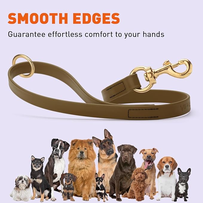 Viper Biothane K9 Working Dog Leash Waterproof Lead for Tracking Training Schutzhund Odor-Proof Long Line with Solid Brass Snap for Puppy Medium and Large Dogs 20in, Coyote Brown
