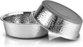 URBUDDIES 2 Pack Hammered Stainless Steel Dog Bowls, Premium Metal Dog Bowls with Non Slip Rubber Bottom, Dishwasher Safe, Easy to Clean, 11 Cup, Gray Bottom