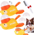 Dog Feeder Puzzle Toy Duck, Dog Treat Dispenser Toy, 2-in-1 Interactive Slow Feeder & Puzzle Treat Dispensing Dogs Toys, Rubber Food Dispenser for Medium and Large Dogs (Yellow*2)