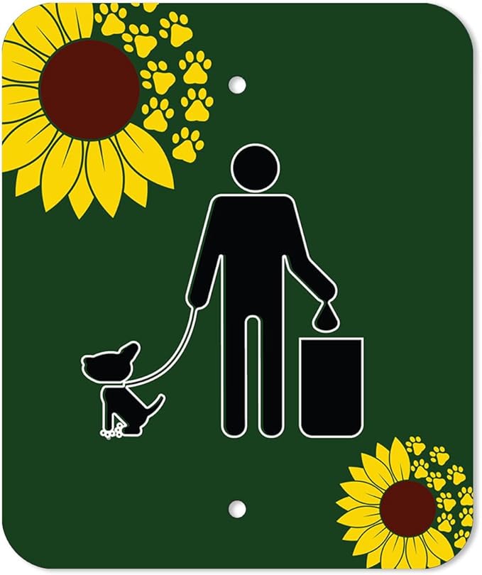 DISPENSE-ART™ collection "Sunflower" - Custom UV printed design on rust-proof aluminum 7' dog waste station with 400 dog waste roll bags