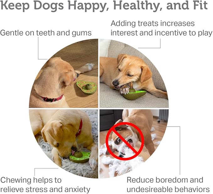 Friends Forever Bully Stick Holder for Dogs, Dog Chew Toys with Slow Feeder Design, Tough Dog Toys with Treat Holder and Made by Natural Rubber, Avocado (Pack of 2)
