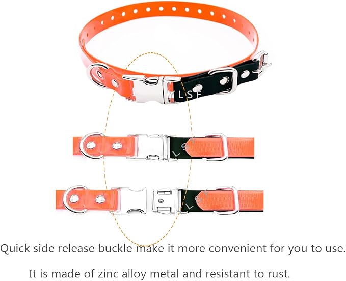 Quick Snap Bungee Dog Collar Strap with D Ring for Most of Electronic Training Shock Collar Receivers-Adjustable Durable Waterproof Odorless 3/4 Inch TPU Collar Replacement for Barking Fence