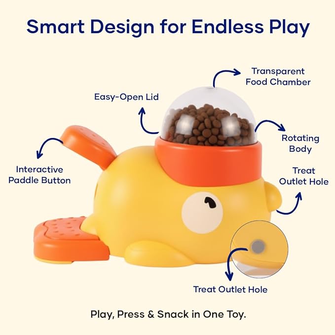 Interactive Duck Toy – Treat Dispenser for Dogs & Cats | Slow Feeder Puzzle Toy | Mental Stimulation & IQ Training
