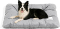 FUNNY FUZZY Washable Dog Bed,Reversible Plush Dog Crate Mat, Soft Fluffy Kennel Pad,Pet Sleeping Mattress for Large,Jumbo,Medium Sized Dogs Breeds,Indoor Cats,41.7" × 28.3", Light Grey