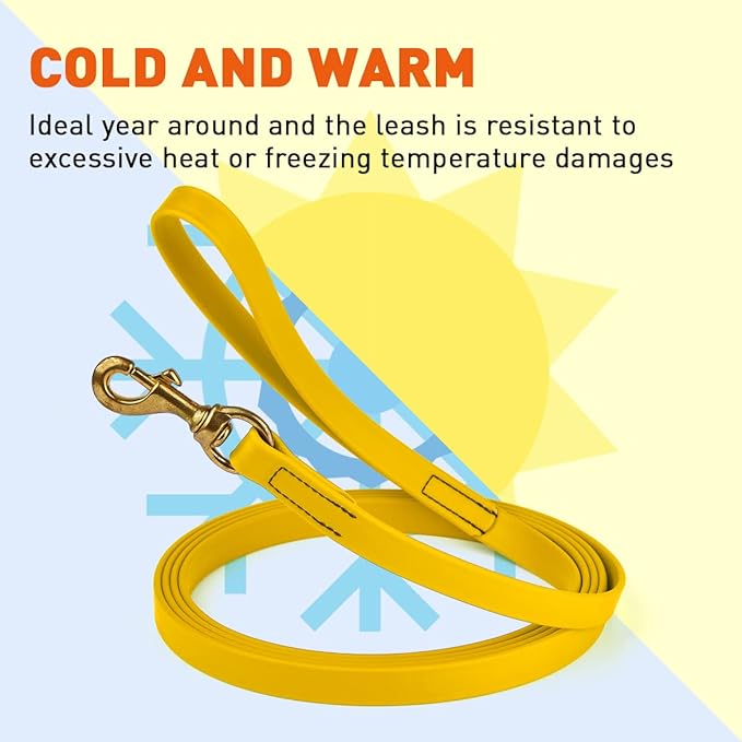 Viper K9 Biothane Working Dog Leash Waterproof Lead for Tracking Training Schutzhund Dog Sport & Search - Odor-Proof Long Line with Solid Brass Snap for Puppy Medium and Large 3/4" x 10ft Lemon Yellow