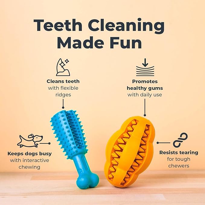 Oxyfresh Dog Dental Chew Toy - Best Dog Teeth Cleaning Toy – A Simple Bite and Brush Toy That Helps Remove Plaque, Cleans Teeth & Freshens Breath Without Brushing - Large