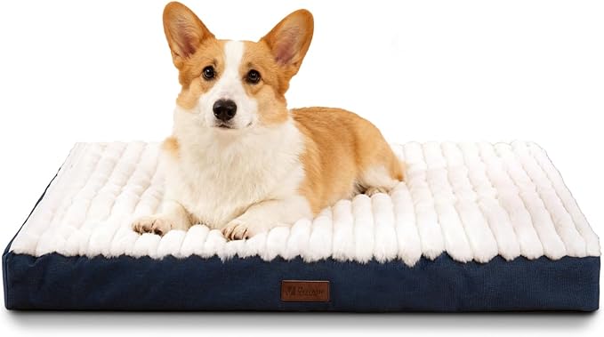 Orthopedic Dog Bed with Firm High-Density Egg Crate Foam, Machine Washable Cover & Non-Slip Bottom for Medium Breeds (Blue, 29" L x 18" W x 3" H)