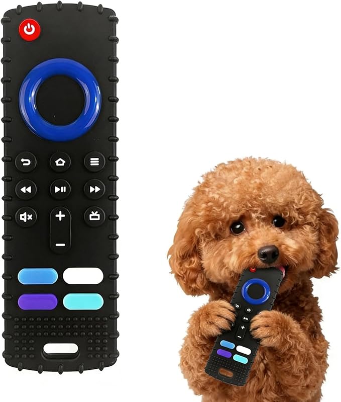 Remote Control Shaped Puppy Teething Toy, BPA-Free Chew Toy for Small Puppies, Relieve Teething Pain & Reduce Boredom (Black)
