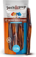 Jack&Pup 12 Inch Skinny Bully Sticks for Small Dogs, Seniors (12 Pack) Thin Bully Stick Dog Chew, 100% Beef Bully Sticks for Puppies
