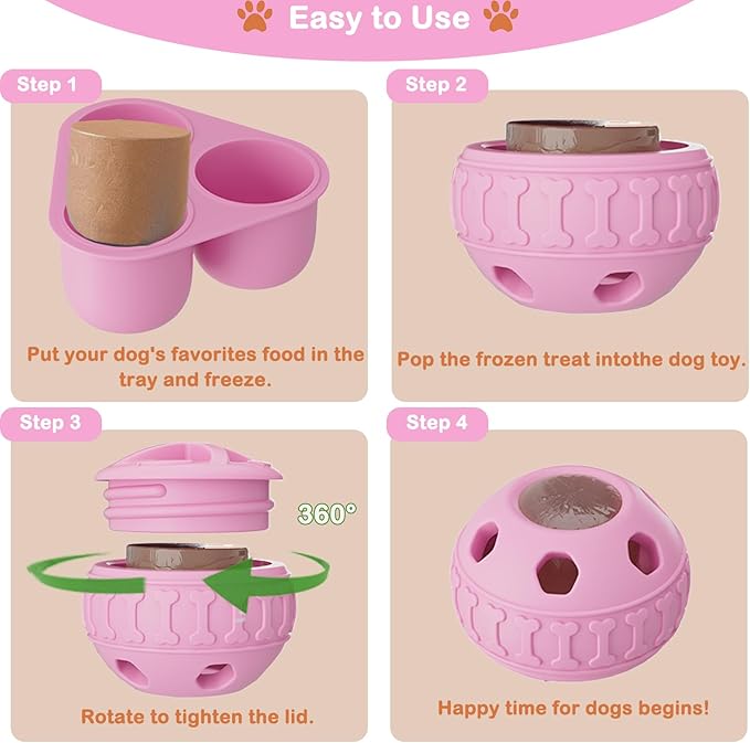 2 in 1 Interactive Dog Toy and Silicone Tray with Lid, Dog Enrichment Toys for Large Dogs 25-75 lbs, Freezable Dogs Chew Toy to Keep Them Busy, Frozen Treat Dispensing for Slow Food Training