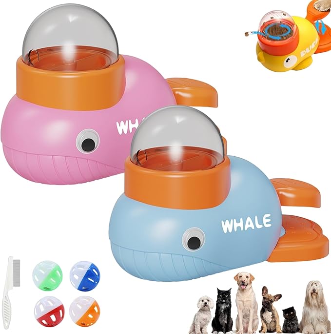 2026 New Dog Interactive Treat Dispenser Toy, Treat Dispensing Dog Toys, Cat Treat Dispenser, Promotes IQ Training and Entertainment Reduces Bloating Anti-Gulping Small Animal Bowls (Pink+Blue)