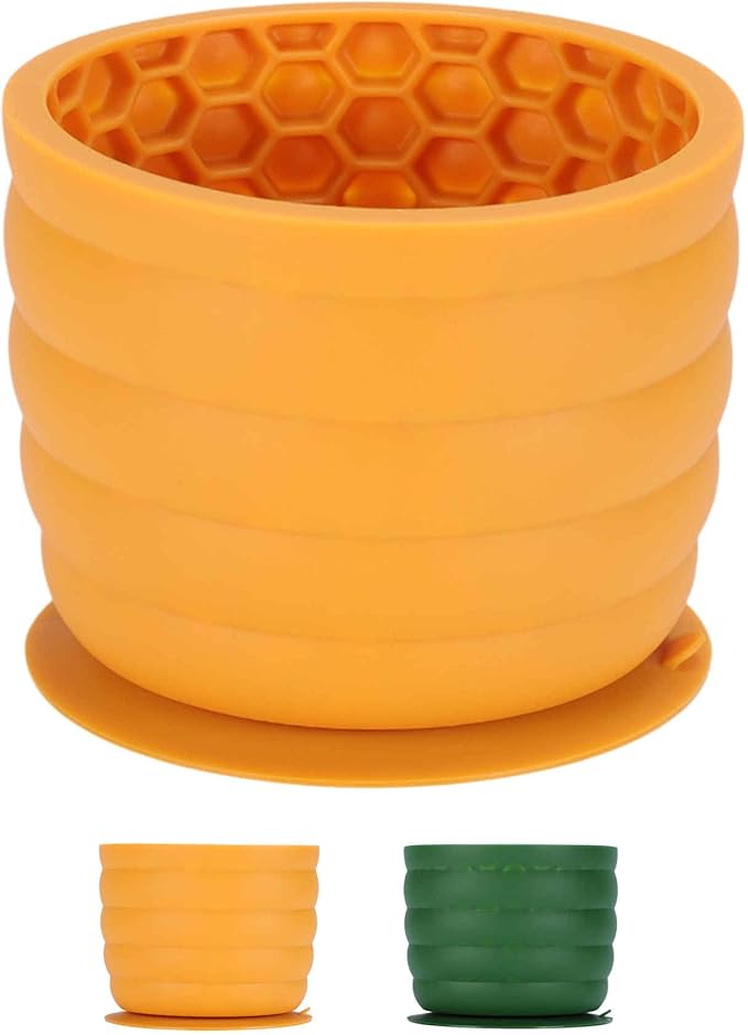 Treat Dispensing Dog Toy, Interactive Puzzle Feeder, Stuffable Chew Toy for Boredom, Enrichment Frozen Treat Dispenser, Yellow, Large