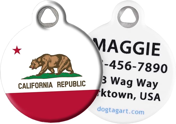 Dog Tag Art California Flag - Custom Pet ID Tag for Dogs and Cats LARGE SIZE
