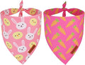 PTDECOR Easter Dog Bandana, Rabbit Carrot Dog Scarf, Premium Durable Fabric, Pink Female Easter Bandanas for Small Dogs Pets (Small)