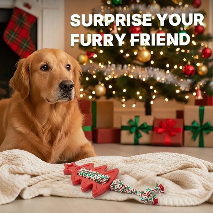 Festive Star-Shaped Chew Toy with Durable Rope - Interactive Holiday Pet Gift for Aggressive Chewers