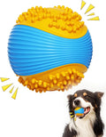 Dog Squeaky Chew Ball for Aggressive Chewers Food Grade TPR, Indestructible Design Dental Cleaning Toy, Anti Choking Fetch Ball for Small Medium Large Dog, Long Lasting Interactive Play Blu