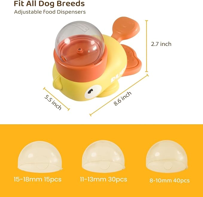 2-in-1 Interactive Dog Slow Feeder Puzzle Toy, Duck-Shaped Pets Food Dispenser with 3 Size Food Outlet Dog Treat Dispensing for Healthy Eating