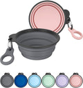 Aonkey Collapsible Dog Bowls with Bottle Carrier, 2 Pack Travel Dog Water Bowl Upgraded Carabiner, One-Piece Molded Rim No Fall Off or Crack, Foldable Silicone Portable for Pets Walking Hiking 15oz
