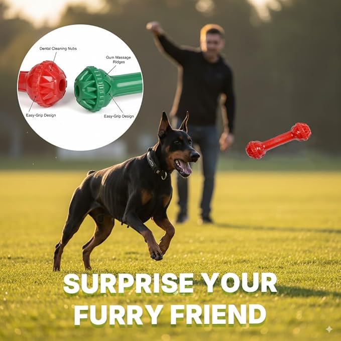 Dog Bone Chew Toy with Treat Dispenser - 2 Pack Tough Dog Toys for Teeth Cleaning, Interactive Puzzle Feeder for Small, Medium and Large Dogs