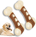 Nylon Dog Bones for Aggressive Chewers, 2 Pack Real Beef Flavor Puppy Chew Toys, Durable Dog Teething Toys for Large/Medium/Small Breeds