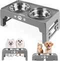 Elevated Dog Bowls, Dog Feeder with 2 Stainless Steel Dishes, 2 Heights Adjustable Raised Stand for Small Dogs, Food Dishes with Non-Slip Feet