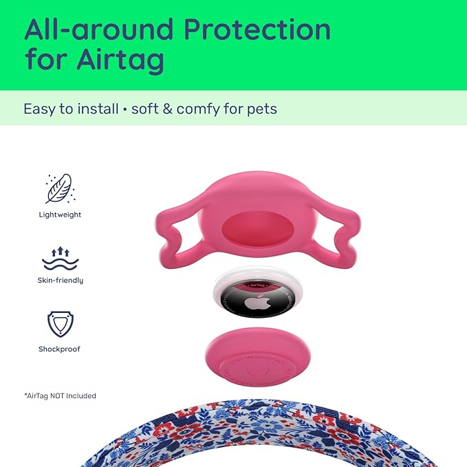 WhoseID Airtag Dog Collar,with Waterproof airtag Holder，Original Stylish Cute Pattern Design.QR Code ID Buckle，Comfortable Soft Cotton for Small Medium Large Dogs