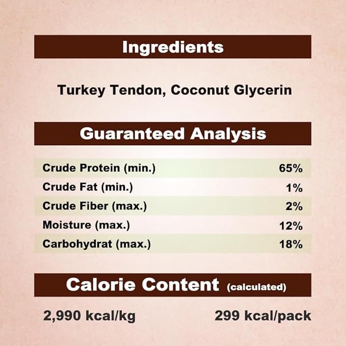 A Freschi srl Turkey Tendons for Dogs, USA-Sourced, Healthy Dog Treats, Rawhide-Free Puppy Chews, Long Lasting, All Natural, Hypoallergenic Dog Treats, Flaked, 3.5 oz Pack