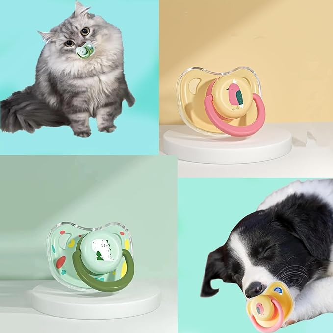 Cats Dog Soft Silicone Pacifier Small Pet Pacifier Chew Toy Pet Chew Toy Animal Accessories Decoration (Green+Yellow)