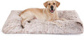 Bedfolks Extra Large Waterproof Plush Dog Crate Bed with Removable Washable Cover,Faux Fur Kennel Bed 41"x27",Brown