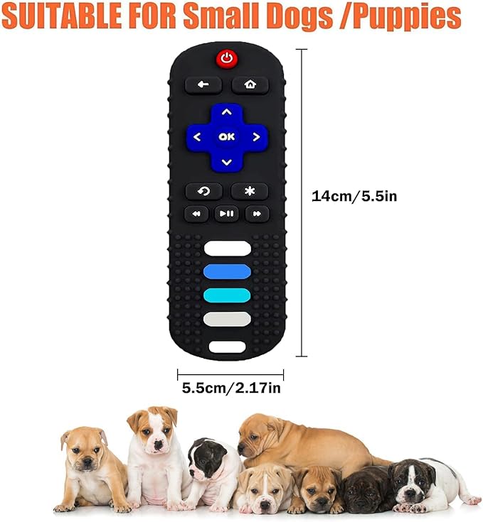 Puppy Toys for Teething, Remote Control Teether for Small Dogs,Puppy Teething Toy for Boredom & Stimulation,BPA-Free(GM-Black)